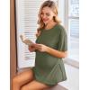 Ekouaer Women’s Maternity Pajamas Sets 2 Piece Outfits Short Sleeve Shirts and Biker Shorts Pregnancy Loungewear Mama Clothes(Green Army)