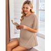 Ekouaer Women’s Maternity Pajamas Sets 2 Piece Outfits Short Sleeve Shirts and Biker Shorts Pregnancy Loungewear Mama Clothes(Khaki)