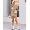 Ekouaer Women’s Maternity Pajamas Sets 2 Piece Outfits Short Sleeve Shirts and Biker Shorts Pregnancy Loungewear Mama Clothes(Khaki)