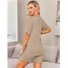 Ekouaer Women’s Maternity Pajamas Sets 2 Piece Outfits Short Sleeve Shirts and Biker Shorts Pregnancy Loungewear Mama Clothes(Khaki)