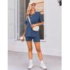 Ekouaer Women’s Maternity Pajamas Sets 2 Piece Outfits Short Sleeve Shirts and Biker Shorts Pregnancy Loungewear Mama Clothes(Navy Blue)