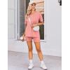 Ekouaer Women’s Maternity Pajamas Sets 2 Piece Outfits Short Sleeve Shirts and Biker Shorts Pregnancy Loungewear Mama Clothes(Orange Pink)