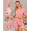 Ekouaer Women’s Maternity Pajamas Sets 2 Piece Outfits Short Sleeve Shirts and Biker Shorts Pregnancy Loungewear Mama Clothes(Orange Pink)