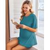 Ekouaer Women’s Maternity Pajamas Sets 2 Piece Outfits Short Sleeve Shirts and Biker Shorts Pregnancy Loungewear Mama Clothes(Teal)