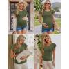 Ekouaer Women’s Maternity Shirts 3 Packs Flying Short Sleeve Pregnancy Tops Side Ruched Tunic Blouse Mama Clothes S-XXL(Dark Grey / Army Green / Blue Green(3pcs))