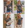 Ekouaer Women’s Maternity Shirts 3 Packs Flying Short Sleeve Pregnancy Tops Side Ruched Tunic Blouse Mama Clothes S-XXL(Dark Grey / Black / Light Grey(3pcs))