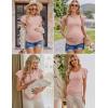 Ekouaer Women’s Maternity Shirts 3 Packs Flying Short Sleeve Pregnancy Tops Side Ruched Tunic Blouse Mama Clothes S-XXL(Dark Grey / Pink / Black(3pcs))