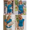 Ekouaer Women’s Maternity Shirts 3 Packs Flying Short Sleeve Pregnancy Tops Side Ruched Tunic Blouse Mama Clothes S-XXL(Lake Blue / Grey / Black(3pcs))