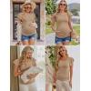 Ekouaer Women’s Maternity Shirts 3 Packs Flying Short Sleeve Pregnancy Tops Side Ruched Tunic Blouse Mama Clothes S-XXL(Light Grey / Black / Khaki(3pcs))
