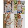 Ekouaer Women’s Maternity Shirts 3 Packs Flying Short Sleeve Pregnancy Tops Side Ruched Tunic Blouse Mama Clothes S-XXL(Light Grey / Black / Pink(3pcs))