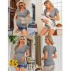 Ekouaer Women’s Maternity Shirts 3 Packs Nursing Tops Flying Short Sleeve Breastfeeding Tees Side Ruched Pregnancy Clothes(Army Green / Grey / Black(3pcs))
