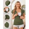 Ekouaer Women’s Maternity Shirts 3 Packs Nursing Tops Flying Short Sleeve Breastfeeding Tees Side Ruched Pregnancy Clothes(Black / Dark Grey / Army Green(3pcs))