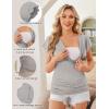 Ekouaer Women’s Maternity Shirts 3 Packs Nursing Tops Flying Short Sleeve Breastfeeding Tees Side Ruched Pregnancy Clothes(Black / Dark Grey / Light Grey(3pcs))