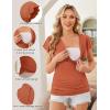 Ekouaer Women’s Maternity Shirts 3 Packs Nursing Tops Flying Short Sleeve Breastfeeding Tees Side Ruched Pregnancy Clothes(Caramel / Grey / Wine Red(3pcs))