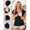 Ekouaer Women’s Maternity Shirts 3 Packs Nursing Tops Flying Short Sleeve Breastfeeding Tees Side Ruched Pregnancy Clothes(Lake Blue / Grey / Black(3pcs))
