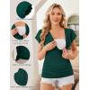 Ekouaer Women’s Maternity Shirts 3 Packs Nursing Tops Flying Short Sleeve Breastfeeding Tees Side Ruched Pregnancy Clothes(Lake Green / Black / Lake Blue(3pcs))