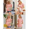 Ekouaer Women’s Maternity Shirts 3 Packs Nursing Tops Flying Short Sleeve Breastfeeding Tees Side Ruched Pregnancy Clothes(Light Grey / Black / Orange Pink(3pcs))