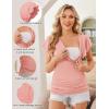 Ekouaer Women’s Maternity Shirts 3 Packs Nursing Tops Flying Short Sleeve Breastfeeding Tees Side Ruched Pregnancy Clothes(Light Grey / Black / Orange Pink(3pcs))