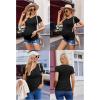 Ekouaer Womens Maternity Shirts 3 Packs V Neck Tops Tunic Pregnancy Clothes Side Ruched Short Sleeve Casual T Shirt S-XXL(Black/Army Green/Dirty Pink)