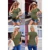 Ekouaer Womens Maternity Shirts 3 Packs V Neck Tops Tunic Pregnancy Clothes Side Ruched Short Sleeve Casual T Shirt S-XXL(Black/Army Green/Dirty Pink)