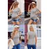 Ekouaer Womens Maternity Shirts 3 Packs V Neck Tops Tunic Pregnancy Clothes Side Ruched Short Sleeve Casual T Shirt S-XXL(Black/Dark Grey/Light Grey)