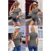 Ekouaer Womens Maternity Shirts 3 Packs V Neck Tops Tunic Pregnancy Clothes Side Ruched Short Sleeve Casual T Shirt S-XXL(Black/Dirty Pink/Dark Grey)