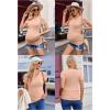 Ekouaer Womens Maternity Shirts 3 Packs V Neck Tops Tunic Pregnancy Clothes Side Ruched Short Sleeve Casual T Shirt S-XXL(Black/Dirty Pink/Dark Grey)