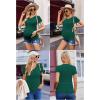 Ekouaer Womens Maternity Shirts 3 Packs V Neck Tops Tunic Pregnancy Clothes Side Ruched Short Sleeve Casual T Shirt S-XXL(Black/Green/Teal)