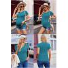 Ekouaer Womens Maternity Shirts 3 Packs V Neck Tops Tunic Pregnancy Clothes Side Ruched Short Sleeve Casual T Shirt S-XXL(Black/Green/Teal)