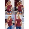 Ekouaer Womens Maternity Shirts 3 Packs V Neck Tops Tunic Pregnancy Clothes Side Ruched Short Sleeve Casual T Shirt S-XXL(Dark Grey/Maroon/Caramel)