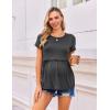Ekouaer Womens Nursing Tops 3 Packs Short Sleeve Breastfeeding Shirts Double Layer Postpartum Shirt S-XXL(Black&dark Gray&deep Green)