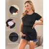 Ekouaer Womens Nursing Tops 3 Packs Short Sleeve Breastfeeding Shirts Double Layer Postpartum Shirt S-XXL(Black&light Gray&deep Green)