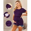 Ekouaer Womens Nursing Tops 3 Packs Short Sleeve Breastfeeding Shirts Double Layer Postpartum Shirt S-XXL(Purple&dark Gray&deep Green)