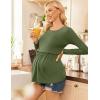 Ekouaer Women’s Nursing Tops Long Sleeve Nursing Shirts Double Layer Maternity Clothes 3 Packs Breastfeeding Shirts(Black/Grey/Army Green)