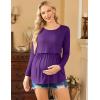Ekouaer Women’s Nursing Tops Long Sleeve Nursing Shirts Double Layer Maternity Clothes 3 Packs Breastfeeding Shirts(Black/Purple/Lake Green)