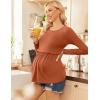 Ekouaer Women’s Nursing Tops Long Sleeve Nursing Shirts Double Layer Maternity Clothes 3 Packs Breastfeeding Shirts(Wine Red/Grey/Caramel)