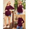 Ekouaer Women’s Nursing Tops Long Sleeve Nursing Shirts Double Layer Maternity Clothes 3 Packs Breastfeeding Shirts(Wine Red/Grey/Caramel)