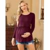 Ekouaer Women’s Nursing Tops Long Sleeve Nursing Shirts Double Layer Maternity Clothes 3 Packs Breastfeeding Shirts(Wine Red/Grey/Caramel)