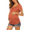 Ekouaer Women’s Nursing Tops for Breastfeeding 3 Pack Maternity Shirts Double Layer Pregnancy Clothes Postpartum Tee Shirt(3pcs- Black + Teal + Orange)