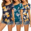 Ekouaer Women’s Nursing Tops for Breastfeeding 3 Pack Maternity Shirts Double Layer Pregnancy Clothes Postpartum Tee Shirt(3pcs- Floral Teal + Floral Navy + Floral Blue)