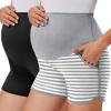Ekouaer Maternity Shorts Over The Belly Pregnancy Lounge Summer Workout Pajama Sleep Shorts with Pockets(Black/Light Grey)