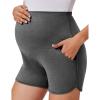 Ekouaer Maternity Shorts Over The Belly Pregnancy Lounge Summer Workout Pajama Sleep Shorts with Pockets(Dark Grey)
