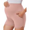 Ekouaer Maternity Shorts Over The Belly Pregnancy Lounge Summer Workout Pajama Sleep Shorts with Pockets(Pink)