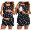 Ekouaer Women Maternity Nursing Pajama Set Breastfeeding Sleepwear Double Layer Sleeveless Top & Shorts Pregnancy PJS(Floral Black)