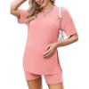 Ekouaer Women’s Maternity Pajamas Sets 2 Piece Outfits Short Sleeve Shirts and Biker Shorts Pregnancy Loungewear Mama Clothes(Orange Pink)