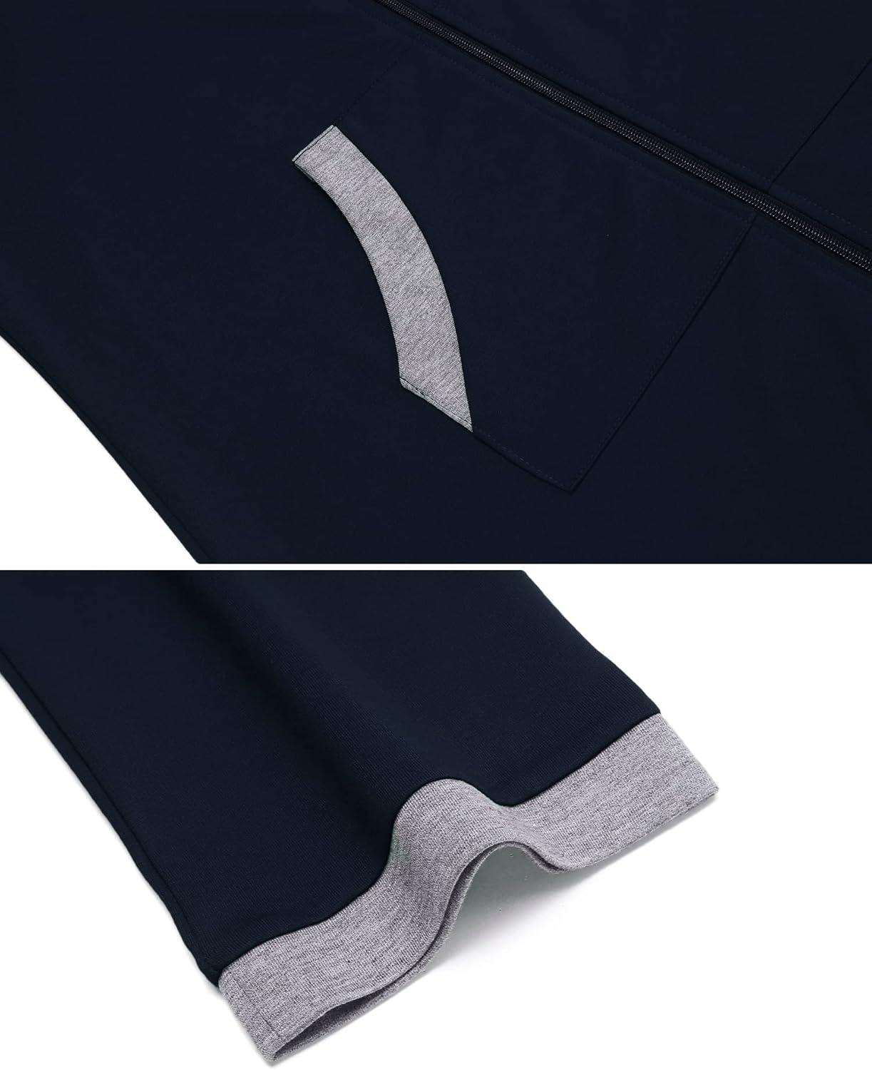 imageEkouaer Women Zipper Robe 34 Sleeves Loungewear Dress Full Length Sleepwear Pockets Housecoat Nightgown Long BathrobeStyle 1navy