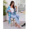 Ekouaer Robes for Women Knee Length Kimono Bathrobe Lightweight 3/4 Sleeve Sleepwear Soft Loungewear with Pockets S-XXL(Aqua Floral)