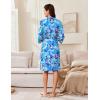 Ekouaer Robes for Women Knee Length Kimono Bathrobe Lightweight 3/4 Sleeve Sleepwear Soft Loungewear with Pockets S-XXL(Aqua Floral)