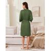 Ekouaer Robes for Women Knee Length Kimono Bathrobe Lightweight 3/4 Sleeve Sleepwear Soft Loungewear with Pockets S-XXL(Army Green)