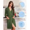 Ekouaer Robes for Women Knee Length Kimono Bathrobe Lightweight 3/4 Sleeve Sleepwear Soft Loungewear with Pockets S-XXL(Army Green)